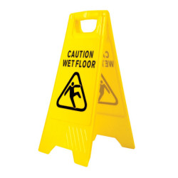 Varoituskilpi lattialla vesi
